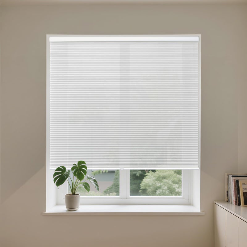 Allesin Cellular Shades Cordless, Light Filtering Honeycomb Blinds for Indoor Windows, Thermal Insulated Window Shades for Home Office Pull Down, Perfect for Bedroom/Living Room, White 36" W x 64" H - Image 1